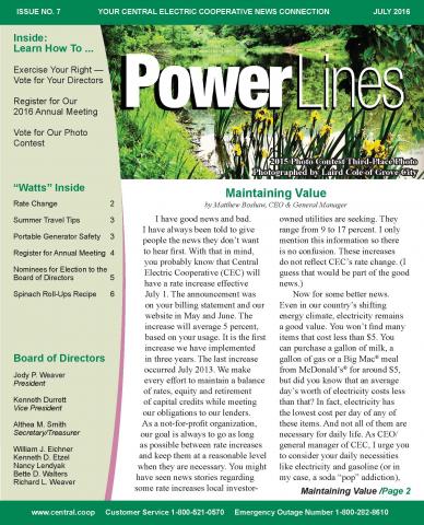 July 2016 Power Lines